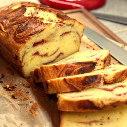 Gluten Free Raspberry Swirl Pound Cake